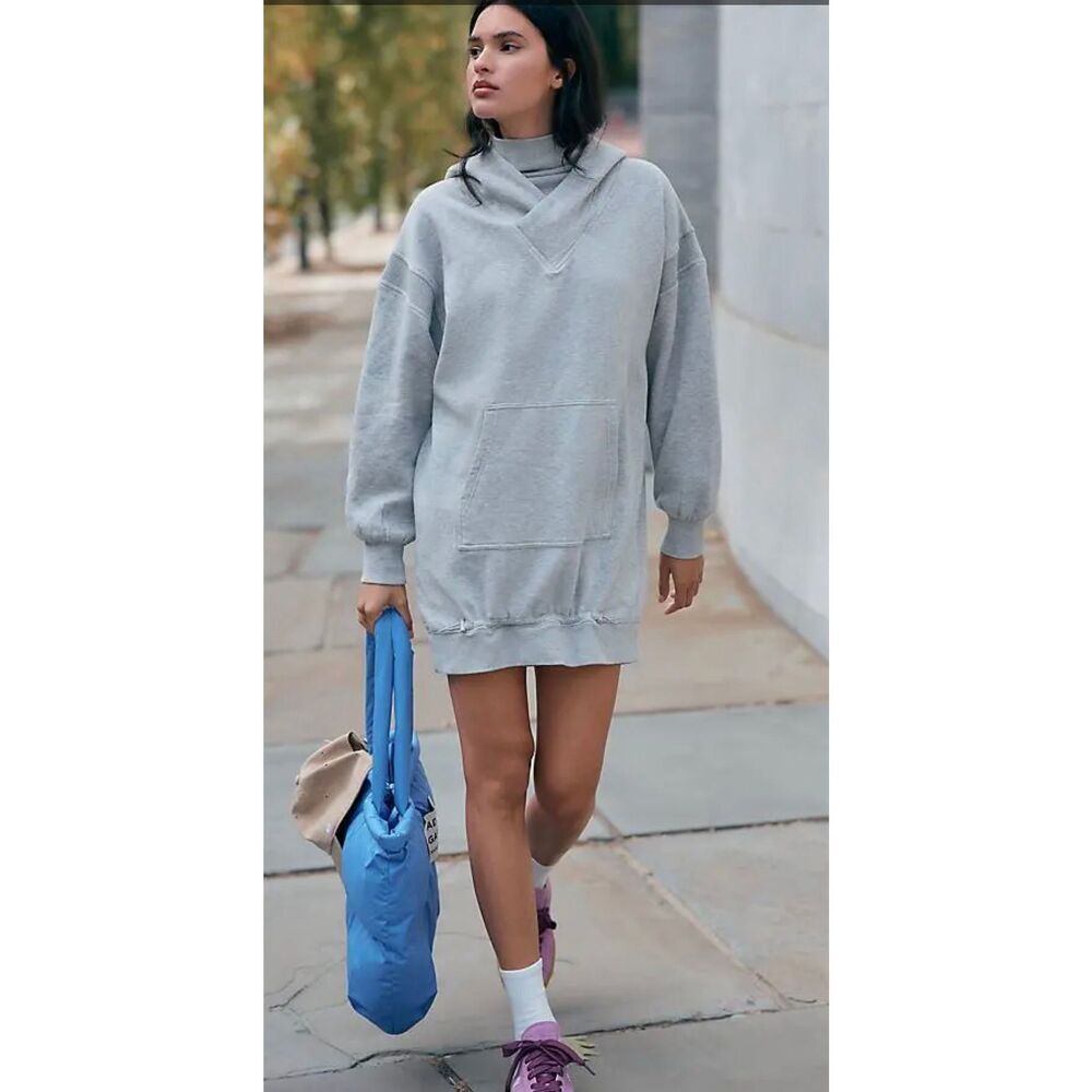 Daily Practice hooded sweat cocoon dress sz S oversized stretch fleece athleisur - Picture 2 of 12
